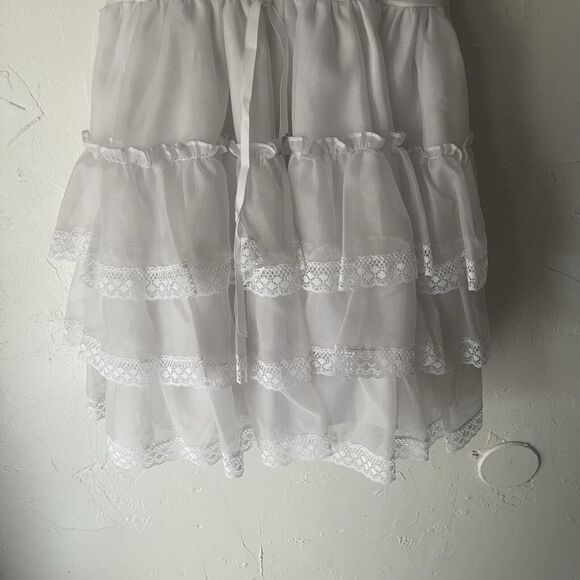 Vintage Girl's Size 7 USA Little‎ Princess White Tea Party Ruffle Coquette Dress - Picture 3 of 9